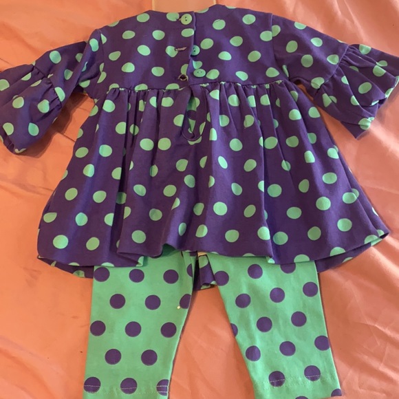 Purple and light blue polkadot a two piece - Picture 3 of 3